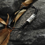 Fortune Jewel 999 Sterling Silver Morse Code Wax Rope Blessing Bracelet