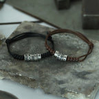 Fortune Jewel 999 Sterling Silver Morse Code Wax Rope Blessing Bracelet