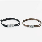 Fortune Jewel 999 Sterling Silver Morse Code Wax Rope Blessing Bracelet