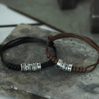Fortune Jewel 999 Sterling Silver Morse Code Wax Rope Blessing Bracelet