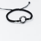 Fortune Jewel 999 Sterling Silver Peace Buckle Black Wax Rope Protection Bracelet