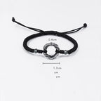 Fortune Jewel 999 Sterling Silver Peace Buckle Black Wax Rope Protection Bracelet