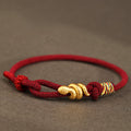Fortune Jewel 999 Gold Year of the Snake Design Handmade Luck Protection Rope Braided Bracelet
