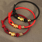 Fortune Jewel 999 Gold Year of the Snake Design Handmade Luck Protection Rope Braided Bracelet