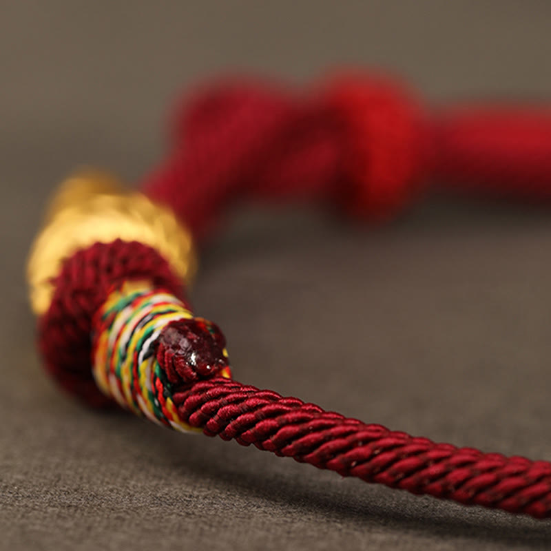 Fortune Jewel 999 Gold Year of the Snake Design Handmade Luck Protection Rope Braided Bracelet