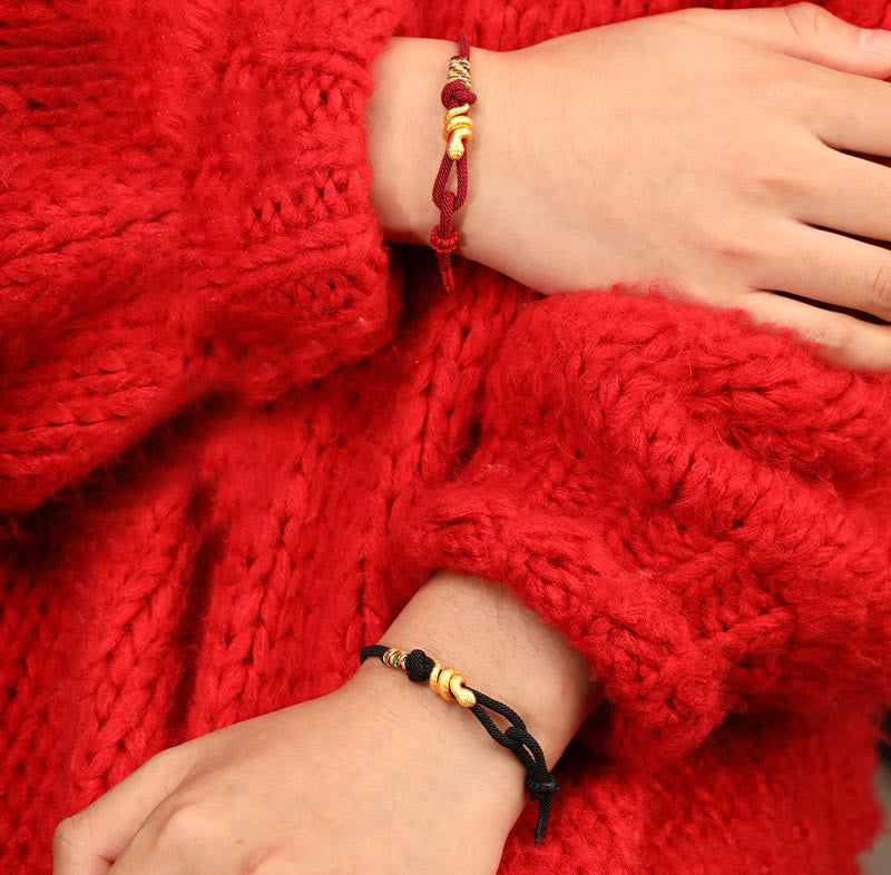 Fortune Jewel 999 Gold Year of the Snake Design Handmade Luck Protection Rope Braided Bracelet