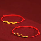 Fortune Jewel 999 Gold Year of the Snake Handmade Luck Strength Braided Bracelet Anklet