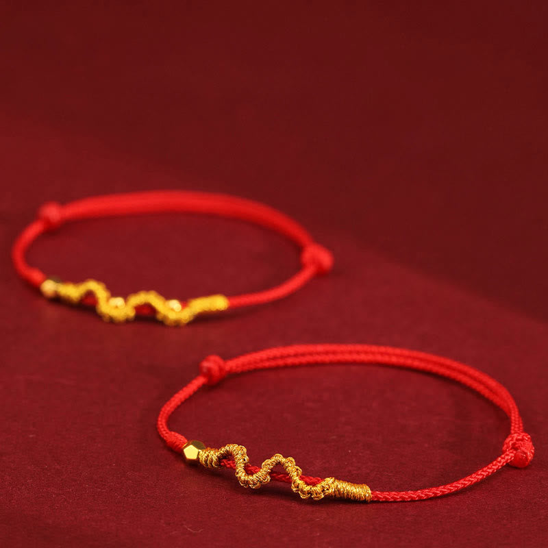 Fortune Jewel 999 Gold Year of the Snake Handmade Luck Strength Braided Bracelet Anklet