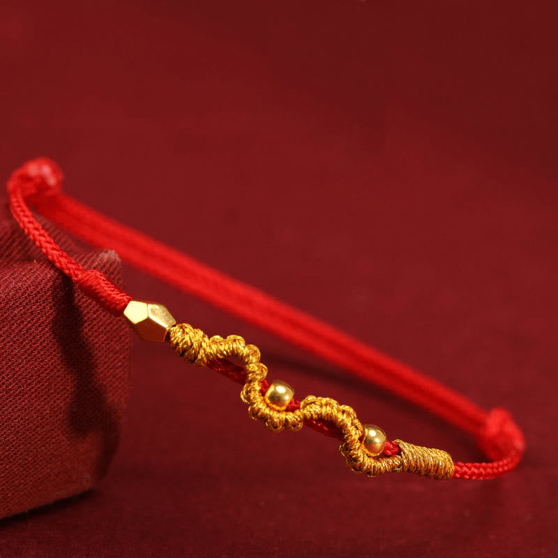 Fortune Jewel 999 Gold Year of the Snake Handmade Luck Strength Braided Bracelet Anklet