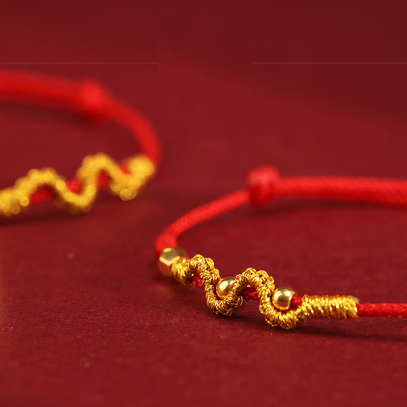 Fortune Jewel 999 Gold Year of the Snake Handmade Luck Strength Braided Bracelet Anklet