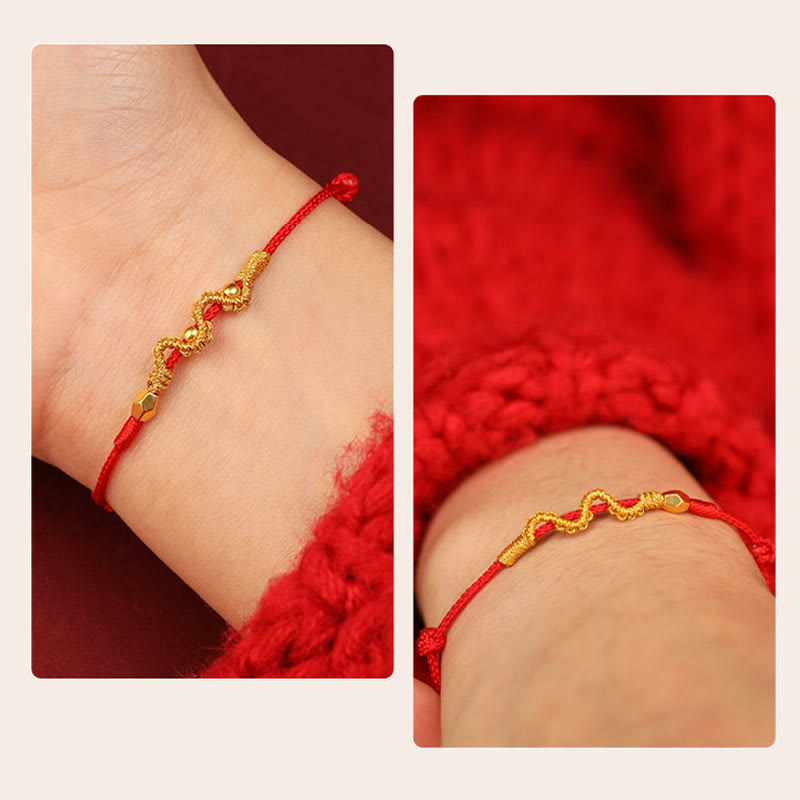 Fortune Jewel 999 Gold Year of the Snake Handmade Luck Strength Braided Bracelet Anklet