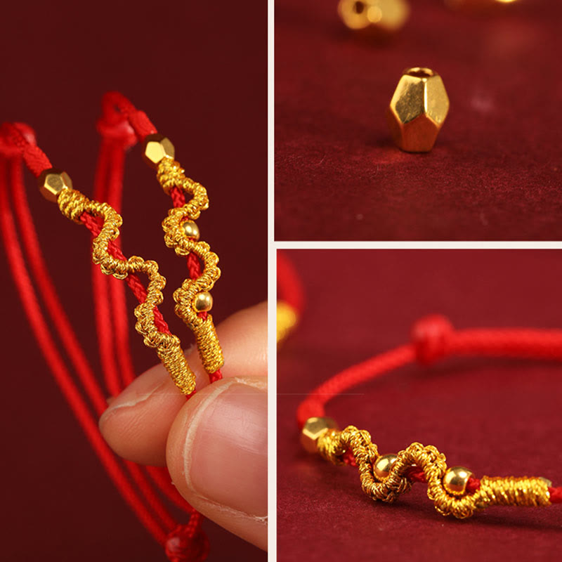 Fortune Jewel 999 Gold Year of the Snake Handmade Luck Strength Braided Bracelet Anklet