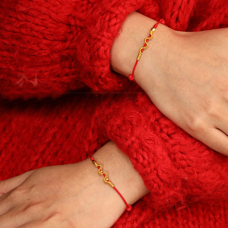 Fortune Jewel 999 Gold Year of the Snake Handmade Luck Strength Braided Bracelet Anklet