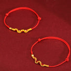 Fortune Jewel 999 Gold Year of the Snake Handmade Luck Strength Braided Bracelet Anklet