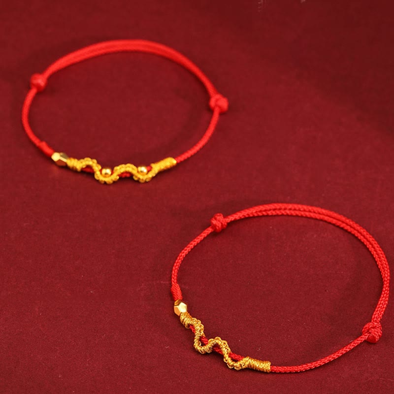 Fortune Jewel 999 Gold Year of the Snake Handmade Luck Strength Braided Bracelet Anklet