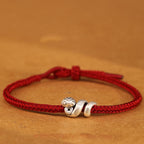 Fortune Jewel 999 Sterling Silver Year of the Snake Handmade Copper Coin Protection Braided Bracelet