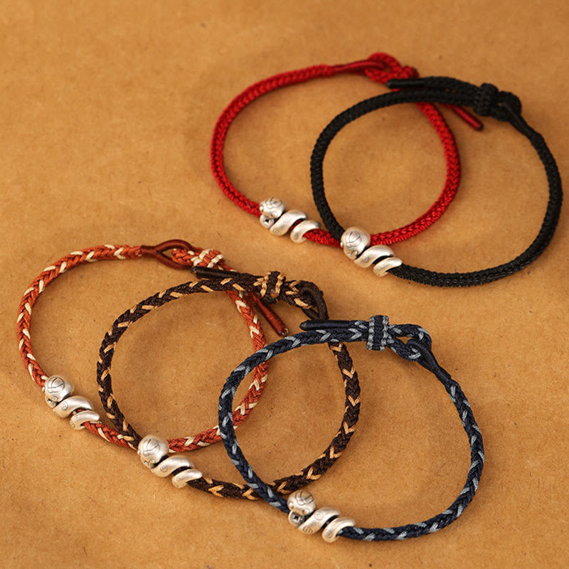 Fortune Jewel 999 Sterling Silver Year of the Snake Handmade Copper Coin Protection Braided Bracelet