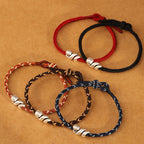 Fortune Jewel 999 Sterling Silver Year of the Snake Handmade Copper Coin Protection Braided Bracelet