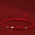 Fortune Jewel 999 Gold Year of the Snake Mini Gold Bead Handmade Luck Protection Braided Bracelet