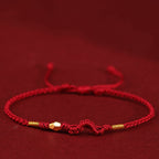 Fortune Jewel 999 Gold Year of the Snake Mini Gold Bead Handmade Luck Protection Braided Bracelet