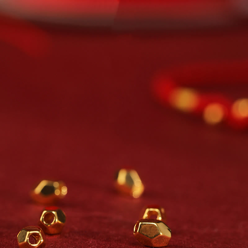 Fortune Jewel 999 Gold Year of the Snake Mini Gold Bead Handmade Luck Protection Braided Bracelet