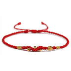 Fortune Jewel 999 Gold Year of the Snake Mini Gold Bead Handmade Luck Protection Braided Bracelet