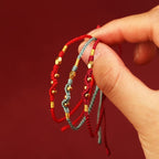 Fortune Jewel 999 Gold Year of the Snake Mini Gold Bead Handmade Luck Protection Braided Bracelet