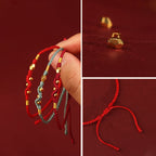 Fortune Jewel 999 Gold Year of the Snake Mini Gold Bead Handmade Luck Protection Braided Bracelet