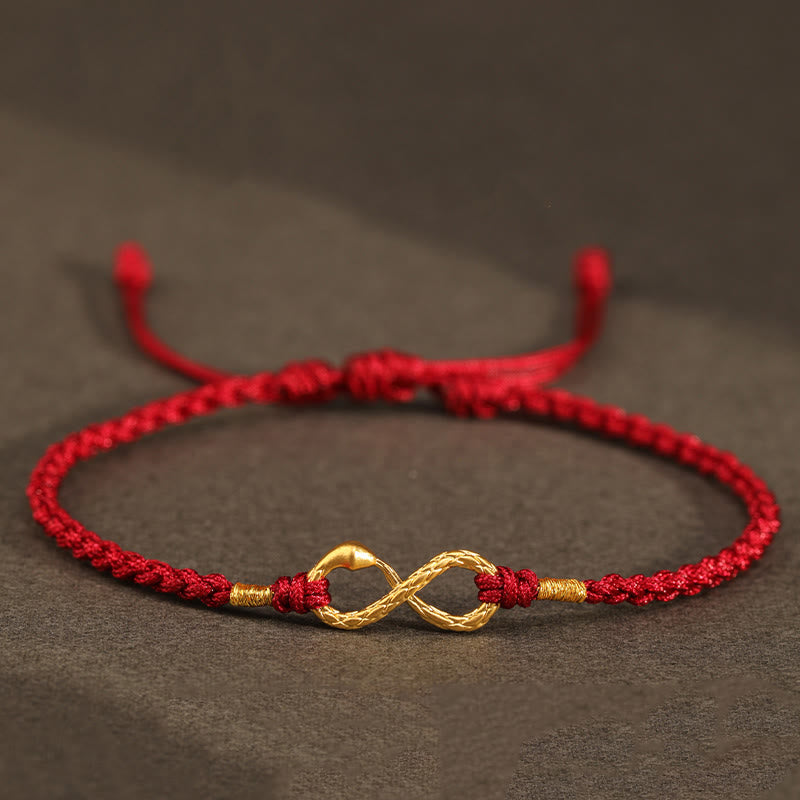 Fortune Jewel 999 Gold Year of the Snake Eternal Endless Knot Infinity Handmade Luck Bracelet
