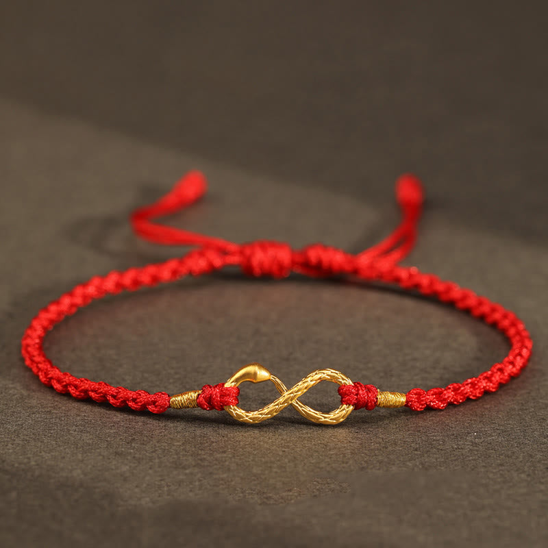Fortune Jewel 999 Gold Year of the Snake Eternal Endless Knot Infinity Handmade Luck Bracelet