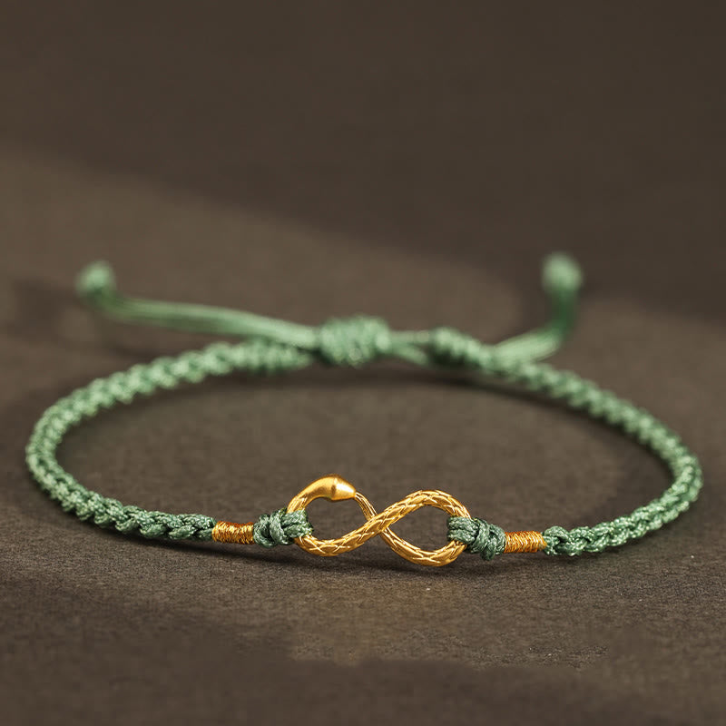Fortune Jewel 999 Gold Year of the Snake Eternal Endless Knot Infinity Handmade Luck Bracelet