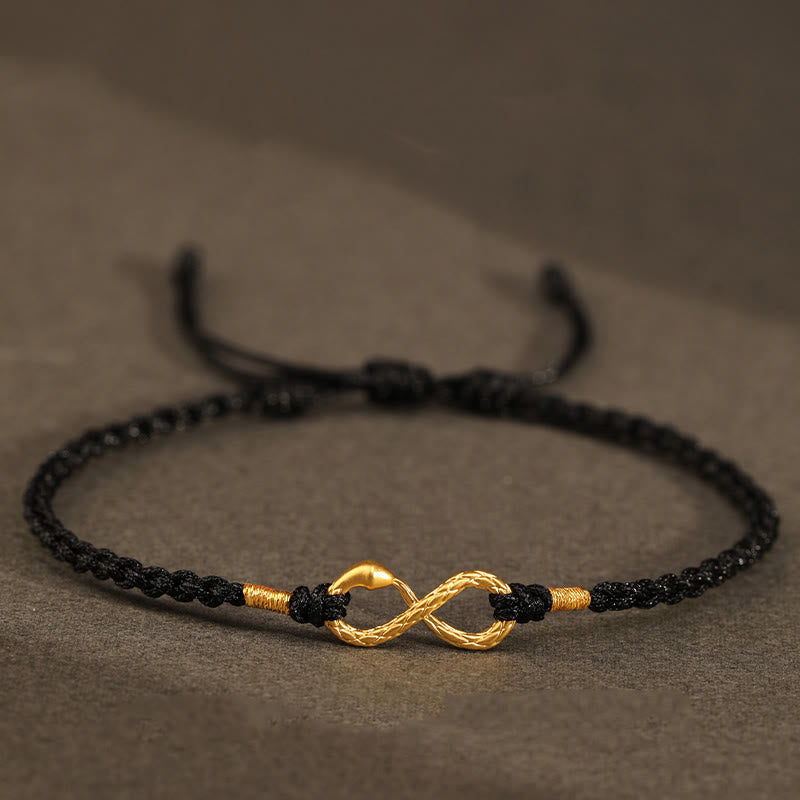 Fortune Jewel 999 Gold Year of the Snake Eternal Endless Knot Infinity Handmade Luck Bracelet