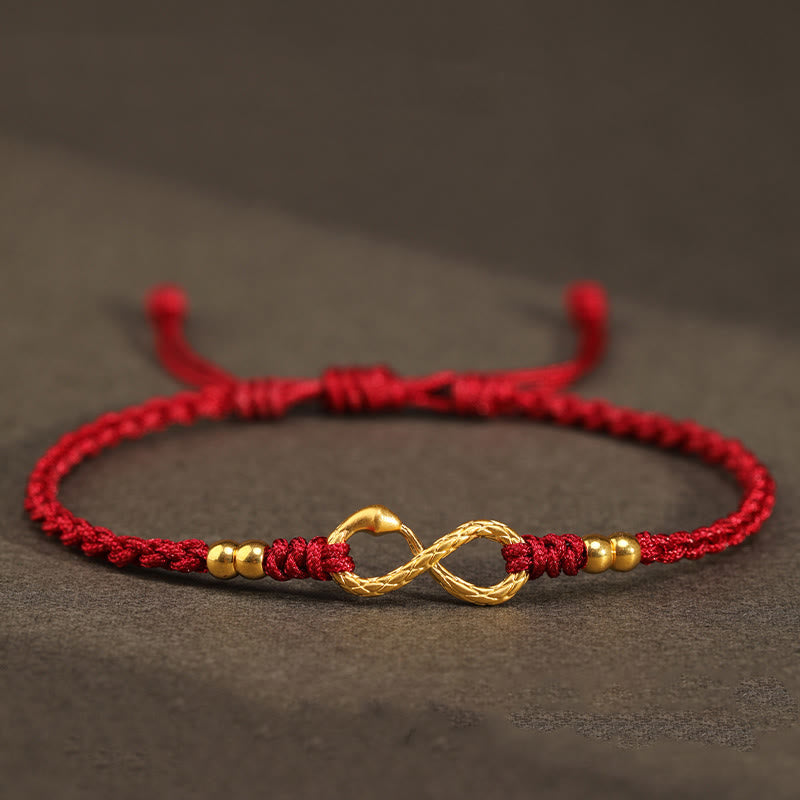 Fortune Jewel 999 Gold Year of the Snake Eternal Endless Knot Infinity Handmade Luck Bracelet