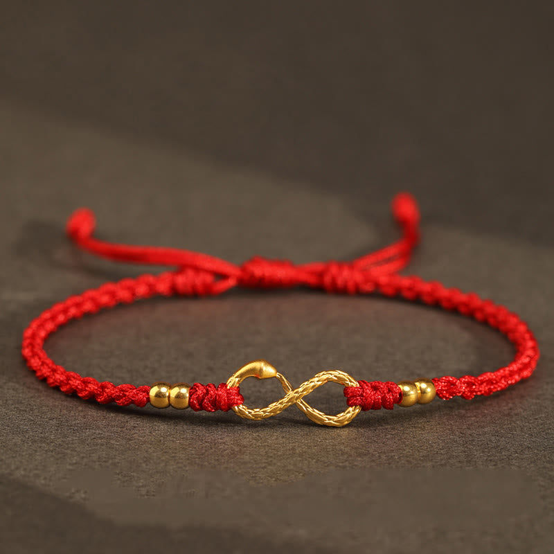 Fortune Jewel 999 Gold Year of the Snake Eternal Endless Knot Infinity Handmade Luck Bracelet