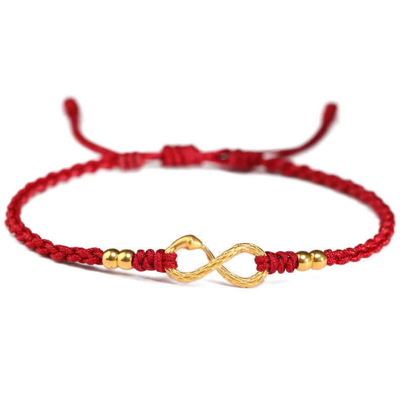 Fortune Jewel 999 Gold Year of the Snake Eternal Endless Knot Infinity Handmade Luck Bracelet