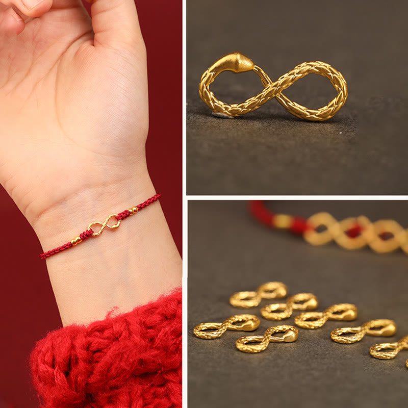 Fortune Jewel 999 Gold Year of the Snake Eternal Endless Knot Infinity Handmade Luck Bracelet