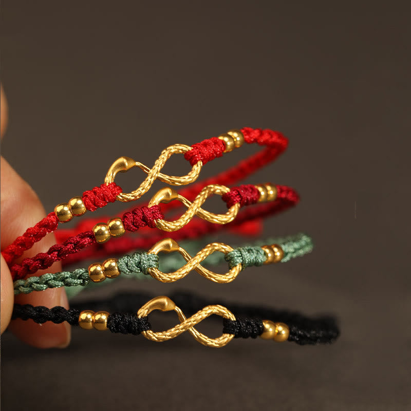 Fortune Jewel 999 Gold Year of the Snake Eternal Endless Knot Infinity Handmade Luck Bracelet