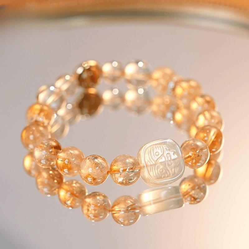 Fortune Jewel Topaz Citrine Tiger Eye Zakiram Goddess of Wealth Bracelet