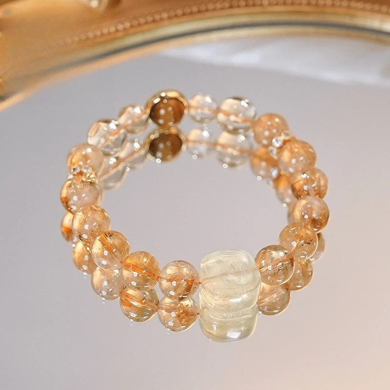 Fortune Jewel Topaz Citrine Tiger Eye Zakiram Goddess of Wealth Bracelet