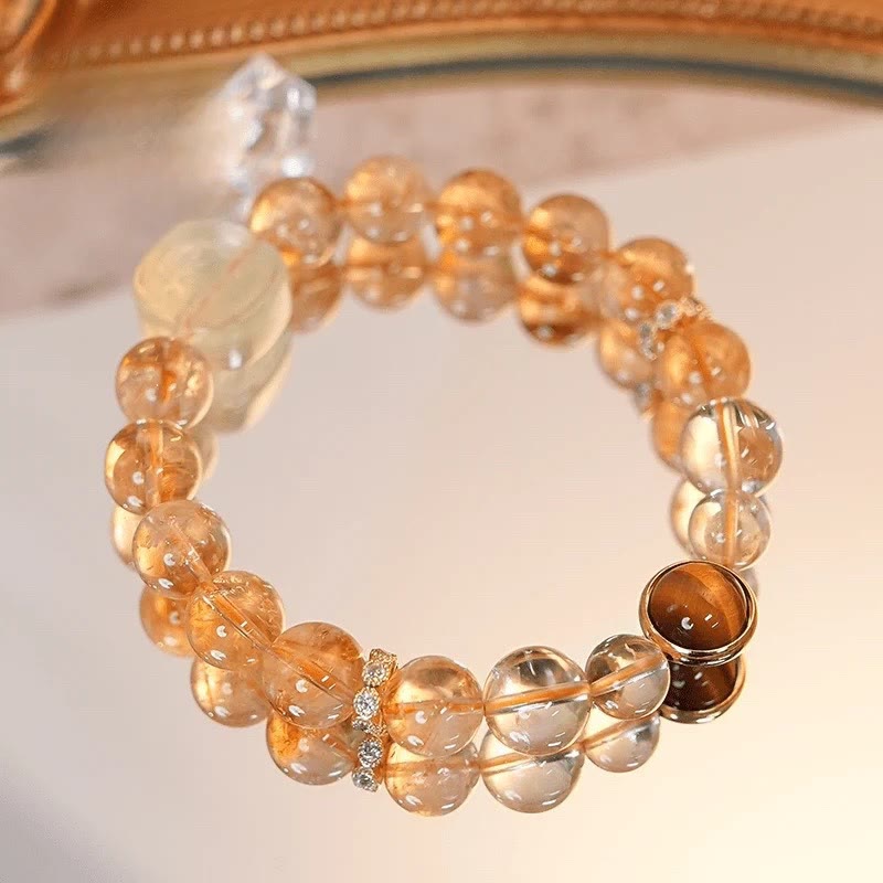 Fortune Jewel Topaz Citrine Tiger Eye Zakiram Goddess of Wealth Bracelet
