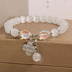 Fortune Jewel Cat's Eye Crystal Lucky Four Leaf Clover Charm Love Bracelet