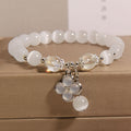 Fortune Jewel Cat's Eye Crystal Lucky Four Leaf Clover Charm Love Bracelet