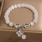 Fortune Jewel Cat's Eye Crystal Lucky Four Leaf Clover Charm Love Bracelet