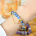 Fortune Jewel Natural Kyanite Labradorite White Crystal Crescent Moon Communication Bracelet
