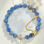 Fortune Jewel Natural Kyanite Labradorite White Crystal Crescent Moon Communication Bracelet
