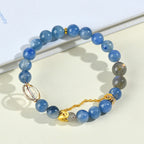 Fortune Jewel Natural Kyanite Labradorite White Crystal Crescent Moon Communication Bracelet