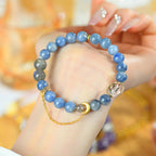 Fortune Jewel Natural Kyanite Labradorite White Crystal Crescent Moon Communication Bracelet
