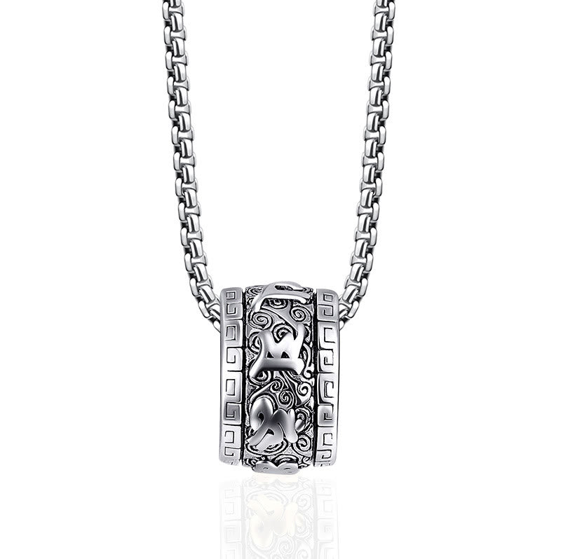 Fortune Jewel Tibetan Om Mani Padme Hum Titanium Steel Peace Necklace Pendant