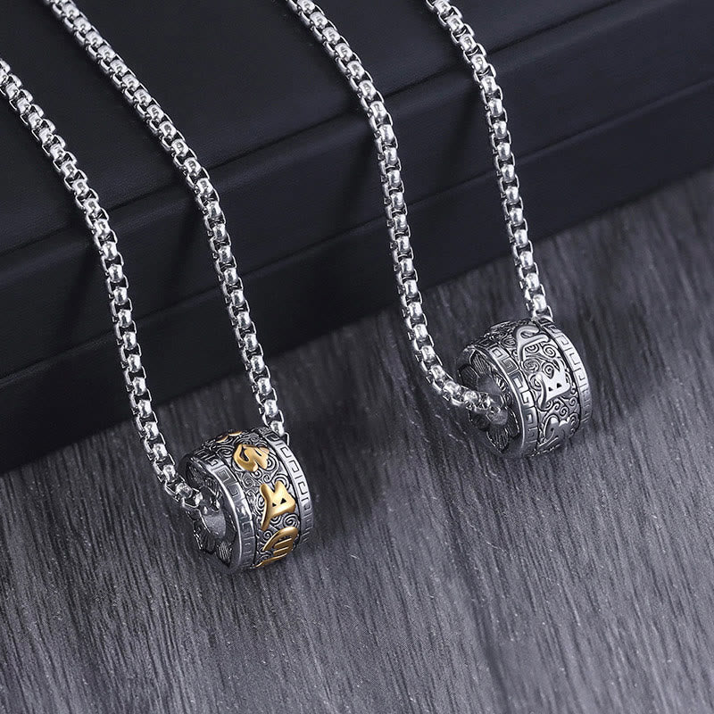 Fortune Jewel Tibetan Om Mani Padme Hum Titanium Steel Peace Necklace Pendant