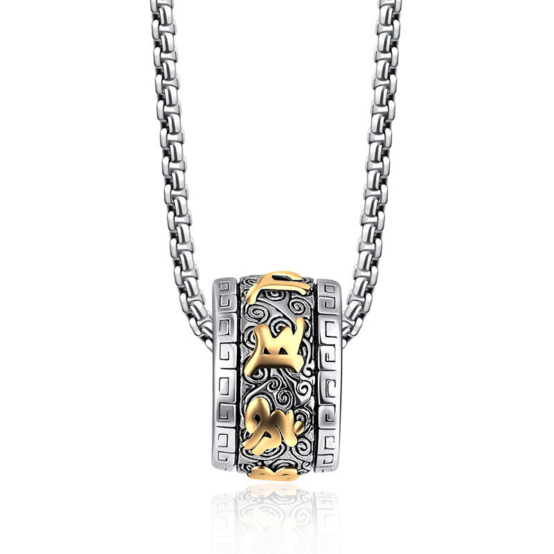 Fortune Jewel Tibetan Om Mani Padme Hum Titanium Steel Peace Necklace Pendant
